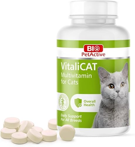 VitaliCAT Multivitamínico para gatos, suplemento de piel y pelaje, suministros de salud prenatal para gatos, vitamina A + E + B9 + B5 + H + biotina