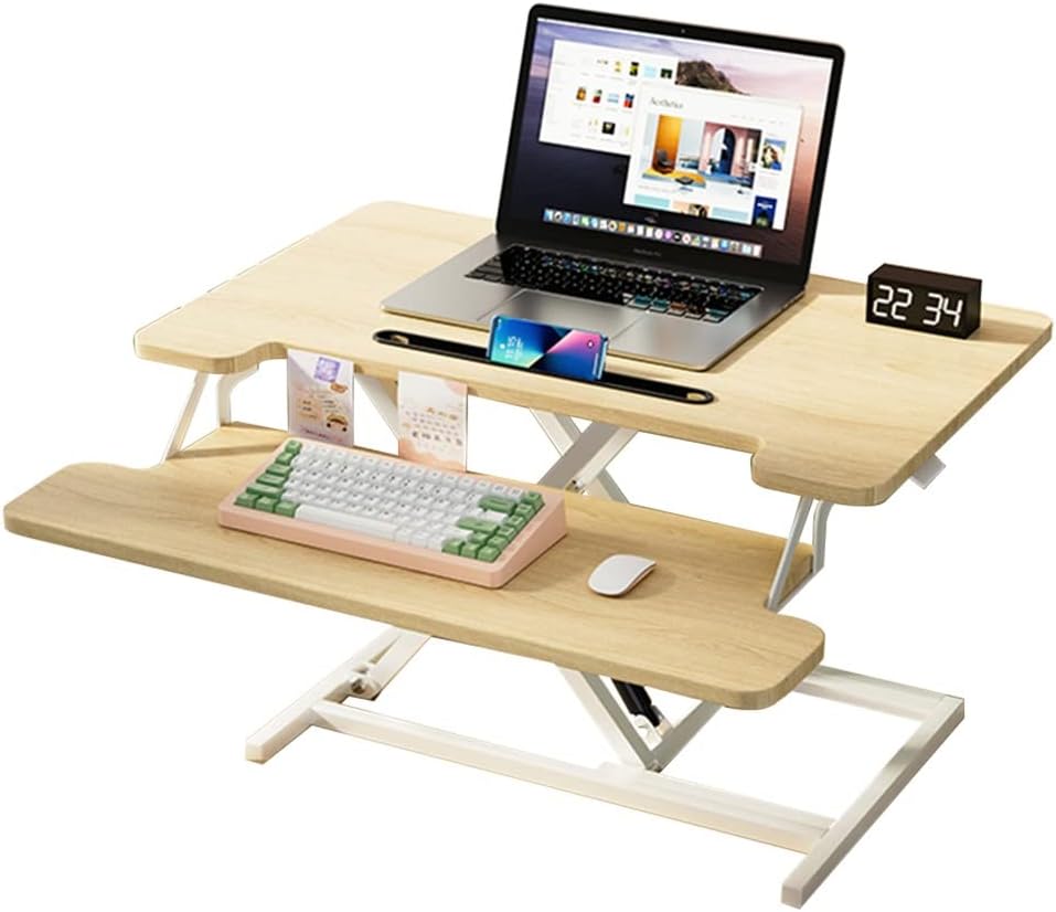 Sit to Stand Desk Converter,Adjustable Height Desk Riser W/Removable Keyboard Tray, Stand Up Desk Riser for Standing Or Sitting for Home Office,A-65 * 40 * 10-43cm
