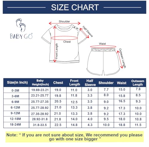 Image of BABY GO Cotton Printed Baby T-Shirt and Shorts Set | Short Sleeve Casual Top and Bottom Clothing Set | Summer Wear Nightwear Outfits for Infants, New Born Baby Boys and Baby Girls