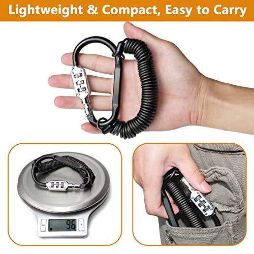 Motorcycle Helmet Lock & Cable, Bike Lock Heavy Duty Anti Theft 3-Digit Combination Bicycle Retractable Cable Security Small Carabiner Pin Lock For Helmets Jacket Luggage Backpack Suitcase Stroller #TOP4