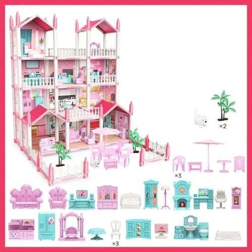 Image of 13-Room Luxury Doll House Playset with Furniture & Dolls | 3-Story Princess Dream House with Accessories | DIY Pretend Play Dollhouse Gift for Kids Girls 6+