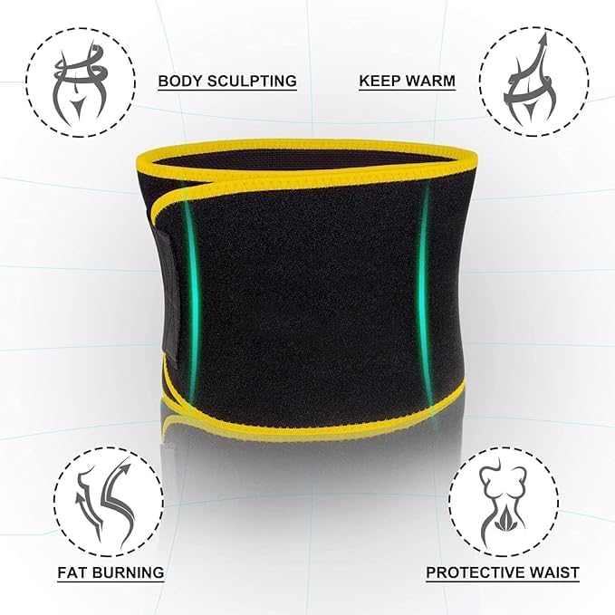 Sweat Sauna Neoprene Waist Trimmer with Pocket, Ab Trainer Belt for Back Support and Weight Loss Black