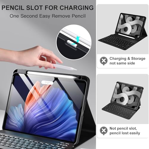 Image of typecase Keyboard case for iPad Air 11 (M4 /M3 /M2, 2026 /2025 /2024), Air 5th /4th & Pro 11(4th /3rd /2nd /1st) with Multi Viewing Angle, PU leather, Magnetic Detachable Wireless Keyboard case, Pencil Holder