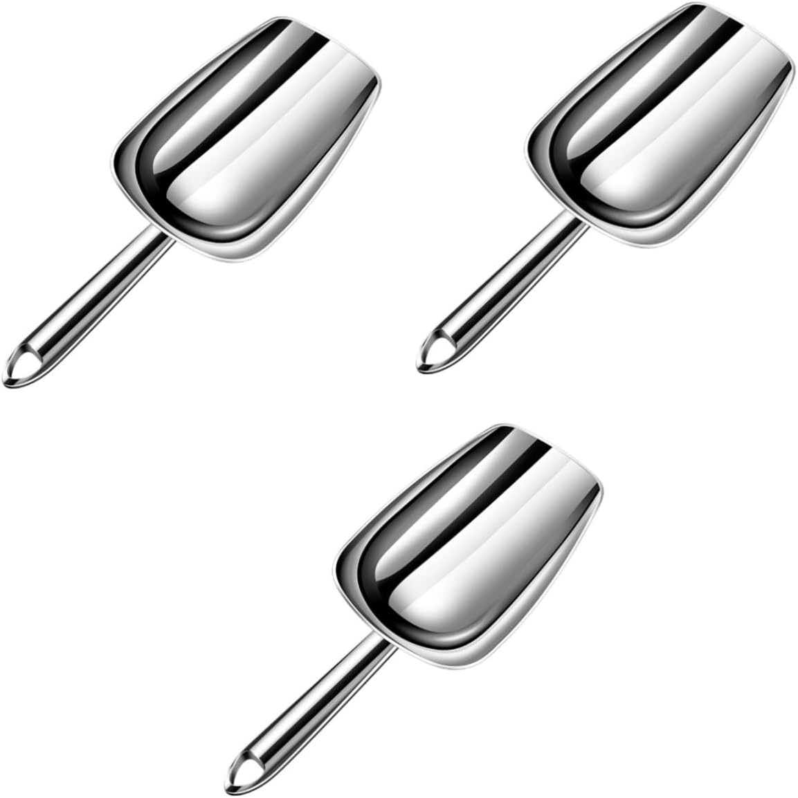 3pcs Stainless Steel Ice Scoop for Kitchen Use Multi-functional Shovel for Ice Flour Nuts and Grains and Versatile Kitchen Tool for Easy Serving and Storage