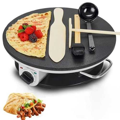 Crepera Eléctrica 1200W & Plancha Para Pancakes – Placa Antiadherente 32cm With Control De Temperatura Ajustable, Ideal For Pancakes, Omelettes, Chapati, Roti