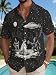 Funny Hawaiian Shirt Bigfoot Sasquatch Alien Shirt Starry Night Casual Short Sleeve Button Down Shirts Black