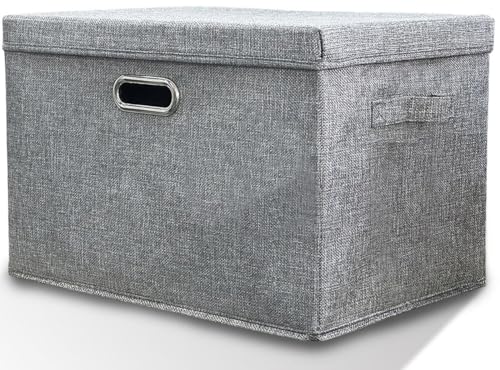 TempFoo Storage Boxes with Lids Fabric 38 L Collapsible Grey Large
