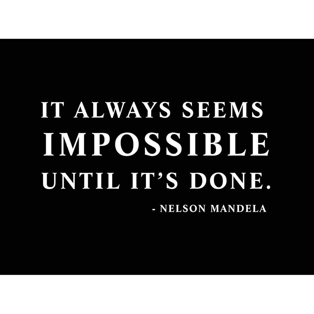 Wee Blue Coo Nelson Mandela Always Impossible Done Quote Typography Simple Art Print Poster Wall Decor 12X16 Inch