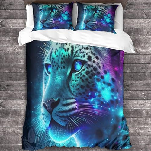 Parure de lit léopard 3D en microfibre douce avec fermeture éclair - 4