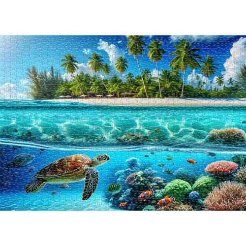 Puzzle Sutinban Tortuga Marina 1000 Piezas para Adultos, Rompecabezas Desafiante | Decoración para el Hogar miniatura 2