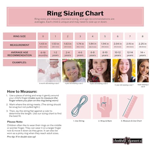 Cherished Moments Sterling Silver or 14K Gold Plated Personalized Gift Custom Baby Heart Ring with Engraved Initial for Baby, Toddler, Kids, Girls, and Children3
