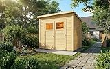Alpholz Gerätehaus Mollie 251x199 cm Fichtenholz 14 mm Wandstärke Pultdach Holzhaus mit Montagematerial