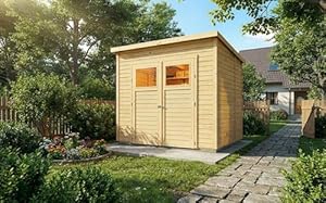 Alpholz Gerätehaus Mollie 251x199 cm Fichtenholz 14 mm Wandstärke Pultdach Holzhaus mit Montagematerial