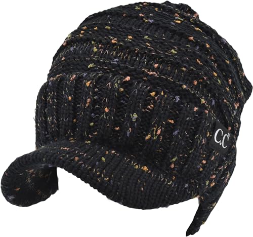 Image of C.C Trendy Warm Oversized Chunky Soft Oversized Ribbed Slouchy Knit Hat with Visor Brim