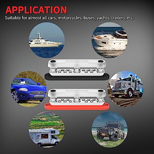 Image of DaierTek 300A Copper Bus Bar 12V, Power Distribution Block with Cover 3 x 3 /8 inch M10 Studs & 10 x M5 Terminal Screws for Car Marine Solar Battery Negative & Positive