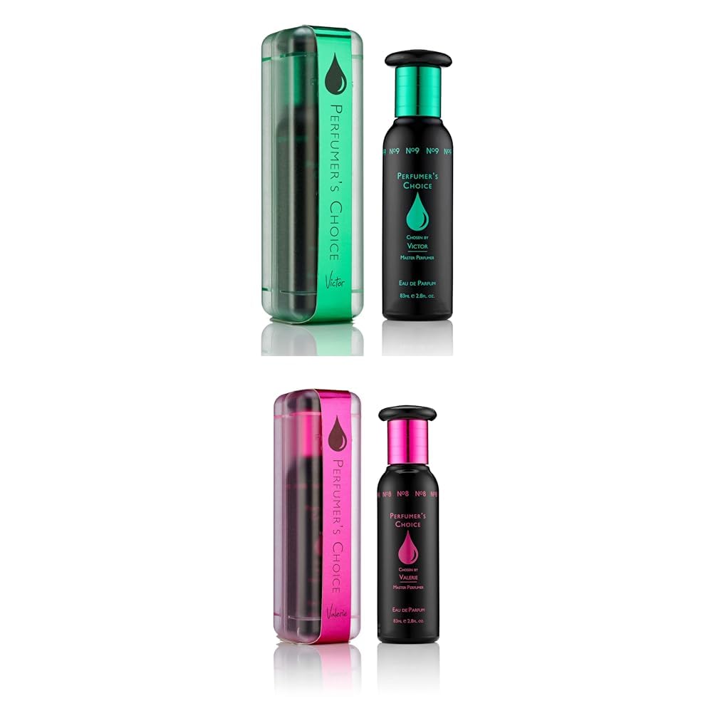 Fragrance Set by Milton-Lloyd - No 9 Victor and No 8 Valerie EDP Spray - Sensual Perfumes for Men and Women - Apple, Bergamot, Citrus, Floral, and Blackcurrant Notes - 2 pc