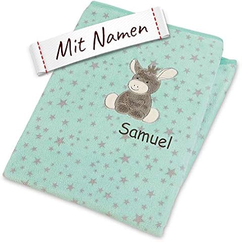 Sterntaler Emmi Decke mit Namen, 100x75, Baby Kinder Plüsch-Decke Einschlagdecke Schmusedecke Babydecke Kuscheldecke Cover