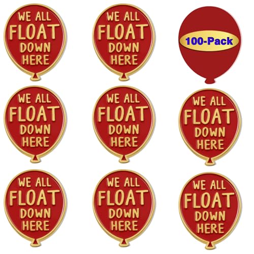 Image of 6 /12 /50 /100Pack Red Balloon inchWe All Float Down Here inch Enamel Lapel Pins Bulk - Metal Horror Lapel Badge Brooch Pin