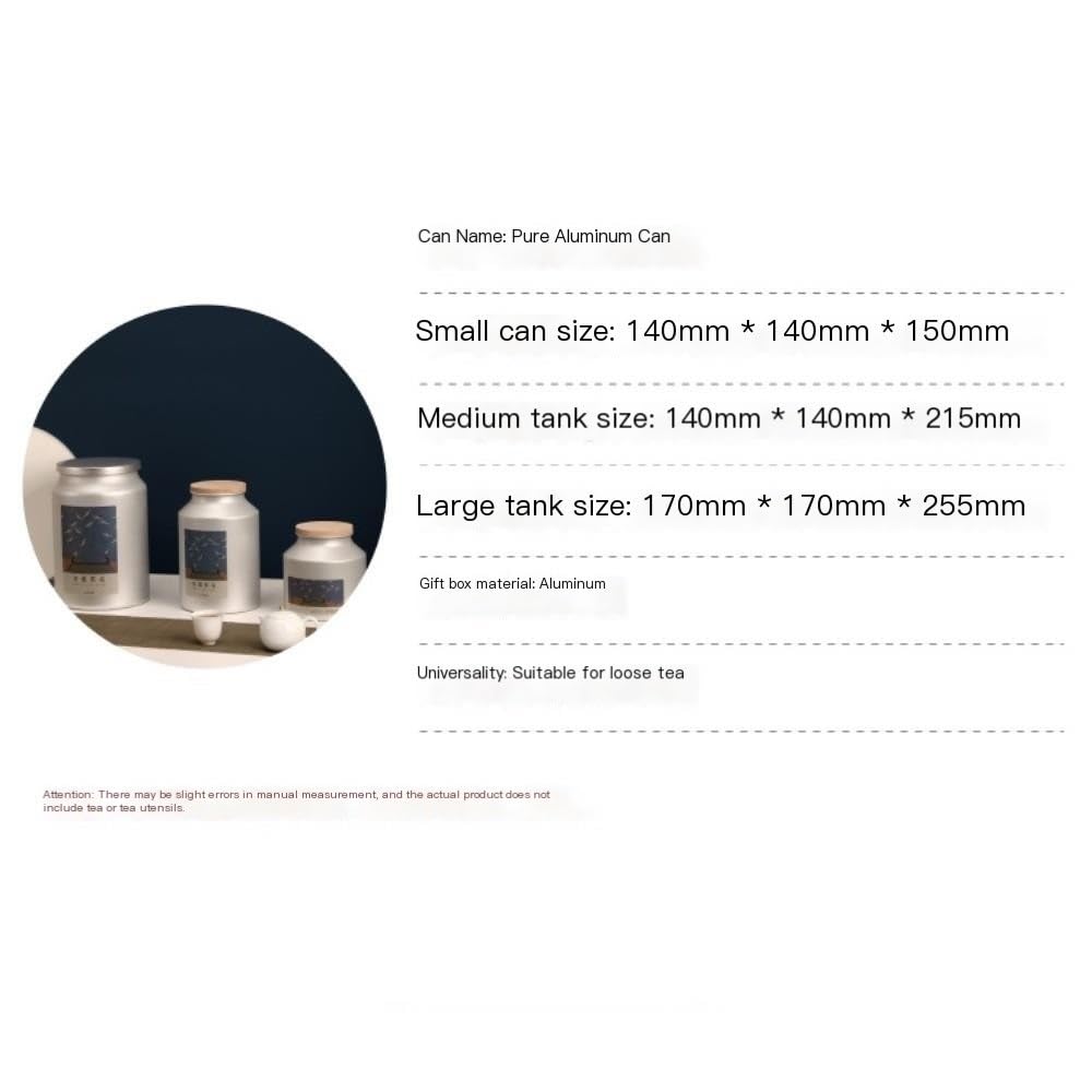 Juego De Té Contenedor de almacenamiento de té a granel Lata de aluminio puro Lata sellada Lata vacía Lata de hierro Juego de té Lata individual Juego de caja de regalo Tarro Para Guardar Té(A)
