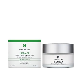 Sesderma Hidraloe Moisturizing Facial Cream with Aloe Vera & Shea Butter Daily Hydration & Soothing Moisturizer for Sensitive & Dry Skin | 1.7 fl oz