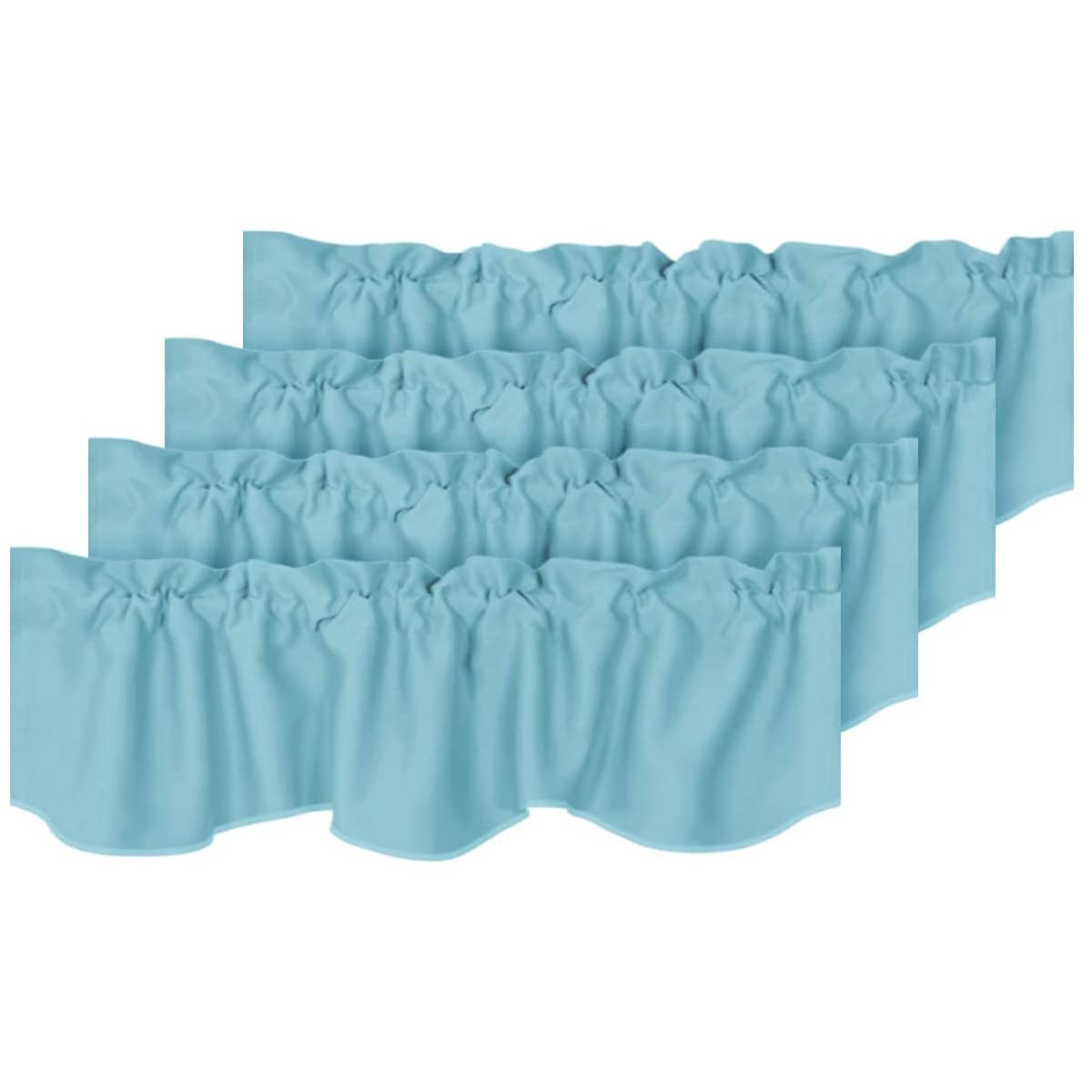 H.VERSAILTEX 4 Panels Blackout Curtain Valances for Kitchen Windows/Living Room/Bathroom Privacy Protection Rod Pocket Decoration Scalloped Window