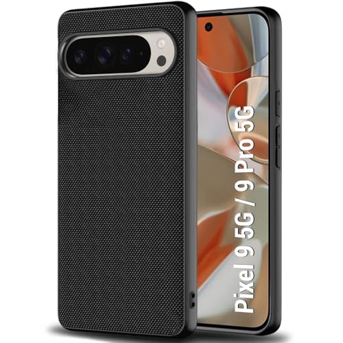 Image of TheGiftKart Back Cover Case for Google Pixel 9 /9 Pro | Slim & Lightweight | Ultra-Premium Design | Camera Protection Bump | Fabric Texture Case Cover (PC & TPU, Black)