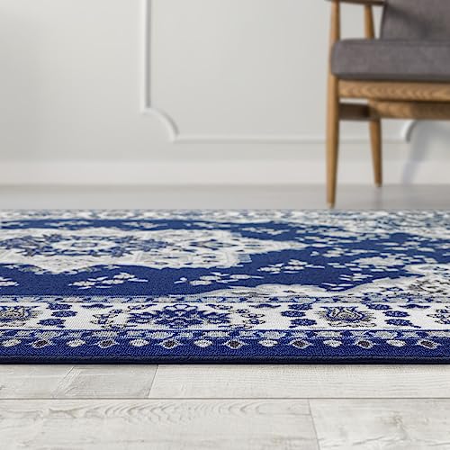 Alfombra decorativa Antep Rugs 5x7 anticorte azul miniatura 7