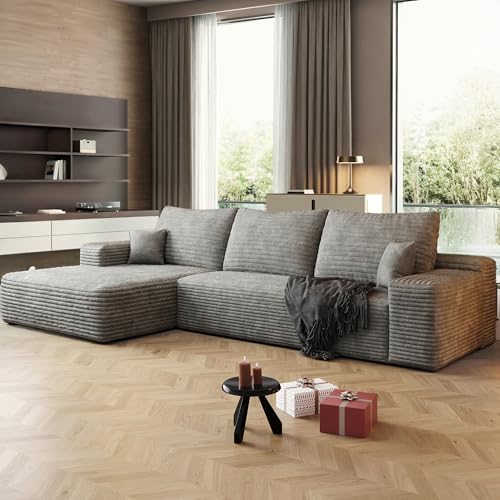 Image of 96 inch Sectional Couches for Living Room Cloud Couch Sofa with L-Shape Upholstered Boneless Couchs Modern Modular Sectional Couch with Chaise