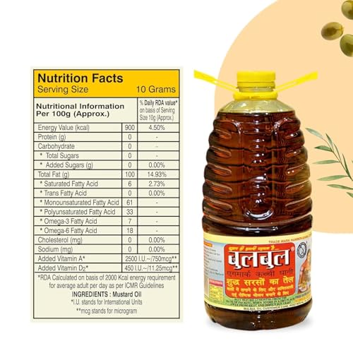 Image of BULBUL Kacchi Ghani Cold Pressed Mustard Oil 5 Litre | Wood Pressed Kolhu Chekku Sarso Tel | Pure & Unrefined Black Mustard Oil | High Aroma & Pungency | No Chemicals | For Cooking, Pickles & Massage