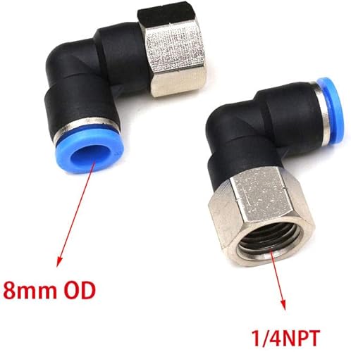 Vista 42 de CEKER 1/2 codo macho Airlines Empuje accesorios de empuje 90 grados Conexiones de aire Conexiones de aire, tubería PL de 0.472 in Od x 1/2 "Npt