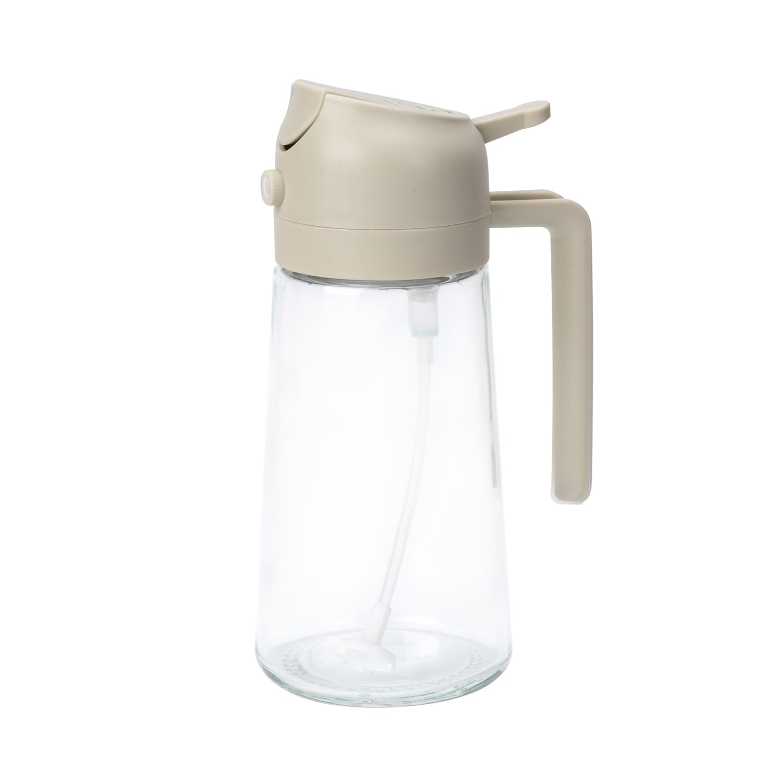 SHIDOW 2 in 1 Oil Bottle, Cooking Oil Injector, Vinegar Sauce Dispenser, 2 in 1 Anti Overflow Container, for Outdoor Barbecue, Kitchen Baking, Deep Frying (Off White)