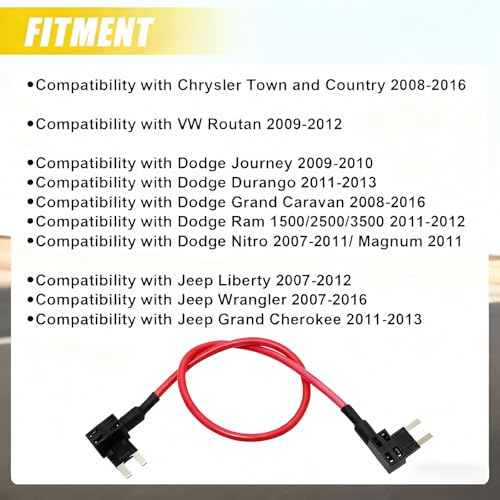 Image of SecosAutoparts TIPM Repair Fuel Pump Relay Bypass Cable Kit CBWPR091AA Fit for Dodge Ram 1500 2500 3500 Fit for VW Fit for Chrysler Fit for Jeep 2008-2016 Fuse Holder Adapter 14AWG Wire /20AMPs