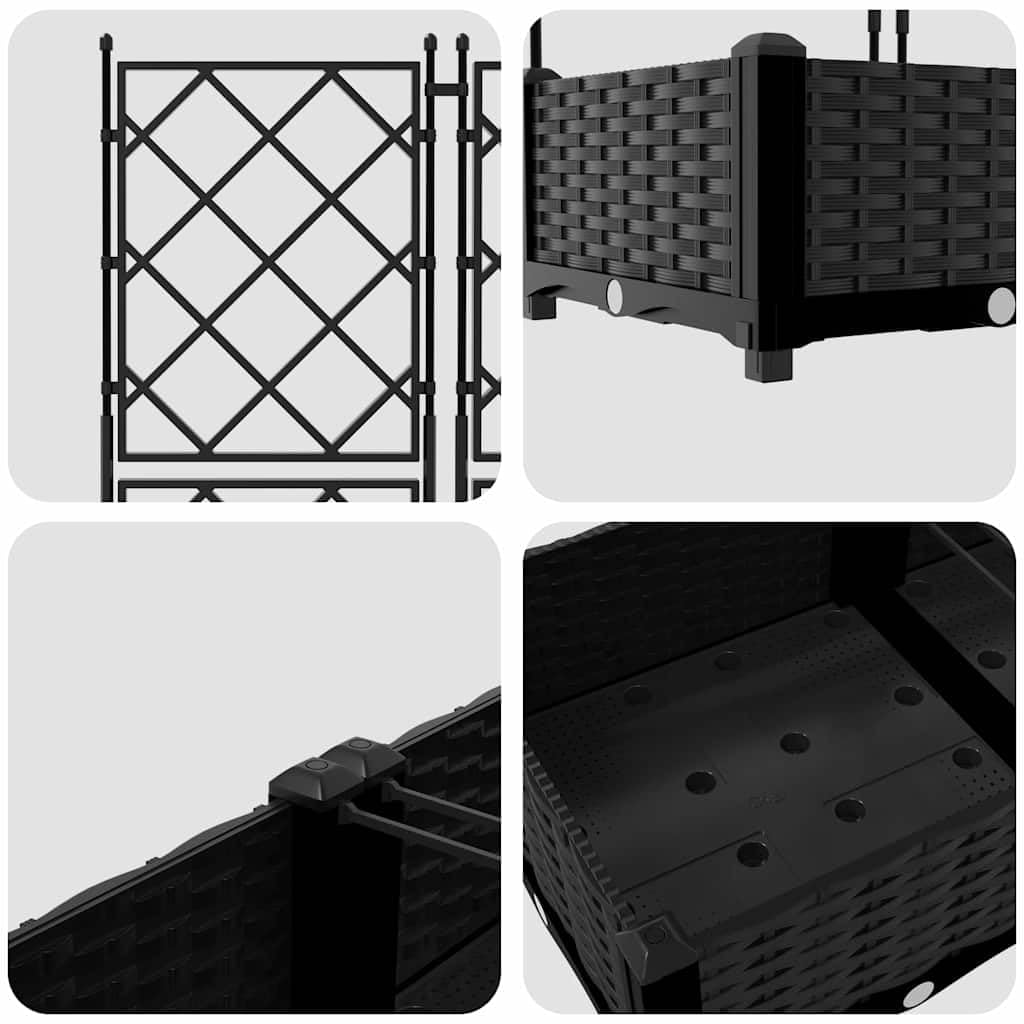 vidaXL Vaso da Giardino 2 PCS Nero 80 x 40 x 125,5 cm Plastica, Vaso Moderno e Resistente per Giardino e terrazzo, Elegante Contenitore in plastica, Decorazione Outdoor
