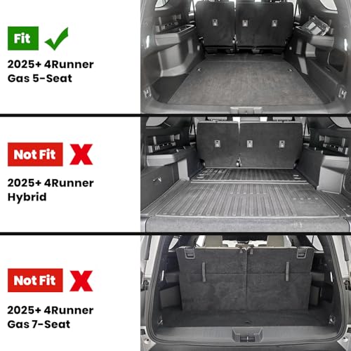 Image of LASFIT Floor Mats for Toyota 4Runner 2025 2026 5 Seats(Not fit Hybrid) with Trunk mat&backrest mat, All Weather TPE Custom Fit Floor Liner for 4 Runner SR5 /TRD /Limited 6th gen Front&Rear Car Mats