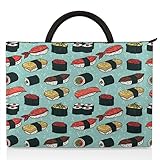 Niedliche bunte Sushi-Laptophülle, kompatibel mit 38,1 - 43,2 cm Notebook, Sushi-Druck, Laptop-Tasche für Damen & Herren, Tragetasche, Aktentasche, Laptoptasche