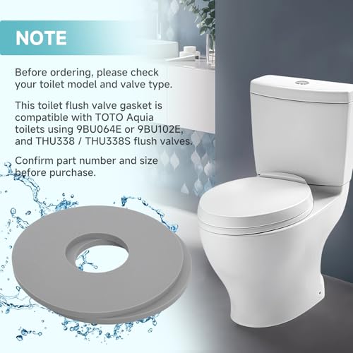 Image of 2-Pack 9BU102E / 9BU064E Silicone Flush Valve Seal Gasket Compatible with TOTO Aquia Dual Flush Toilets ST464M, ST412M, ST413M, ST416M Valve Replacement Part
