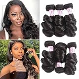 Beauty Forever Hair Brazilian Virgin Hair Loose Wave Weft 3bundles 100% Unprocessed Human Virgin Remy Hair Extensions Natural Color 95-100g/pc (16 18 20)
