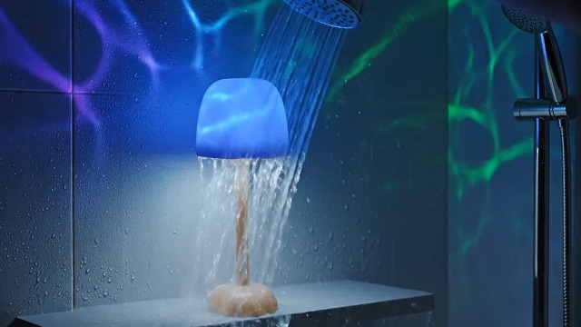Image of RICHMYC Waterproof Shower Lamp with Remote, 16 Colors Ocean Wave Projector Lamp for Bathroom, Cordless Rechargeable Night Light, Ambient Mood Lighting for Inside Shower, Bathtub, Spa