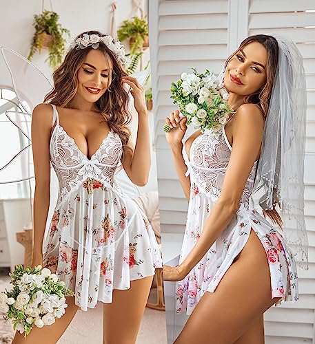 Image of Avidlove Women Lace Lingerie Babydoll Sexy Chemise Exotic Nightgowns Bridal Nightdress