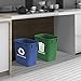 Acrimet Wastebasket Bin for Recycling and Waste, 3.25 Gallon/ 13 Quart/ 12 Liter (Plastic) (Green and Blue) (Set of 2)