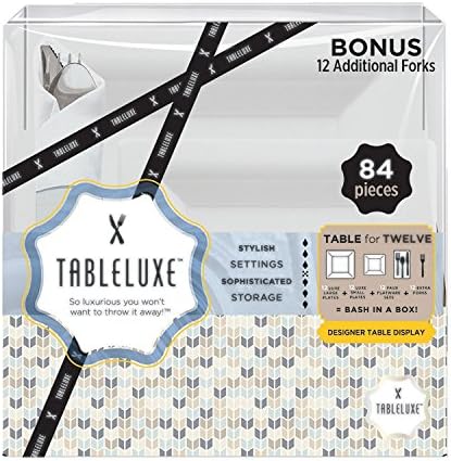 Tableluxe Top Rated Plastic Silverware | High Quallity Construction and Finish | Modern Elegant Design | 84 Piece Set with 12 Additional Bonus Forks