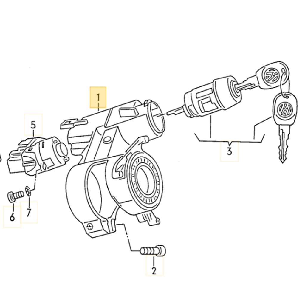Kontak Anahtar Gövdesi 357905851D VW Golf 3 ile uyumlu 1992-1998
