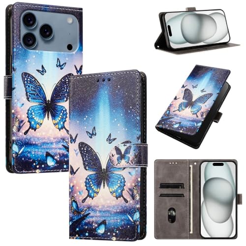 Étui portefeuille iPhone 7 Plus et 8 Plus avec motif papillon brillant en cuir