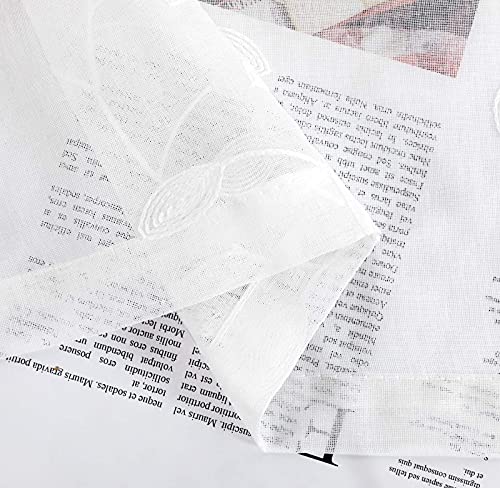 Mrtrees Sheer Tier Curtains, Christmas Bedroom Tiers Rod Pocket, Leaves Embroidery Bathroom Curtain Panels Voile Half Window Treatment For Kitchen/Living Room(2 Panels, 30X36 Inches, White Leaves) #TOP3