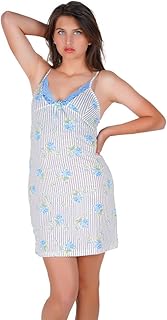 قميص نوم نسائي قطن مخطط من براند دعدوش - فستان نوم صيفي قصير للنساء