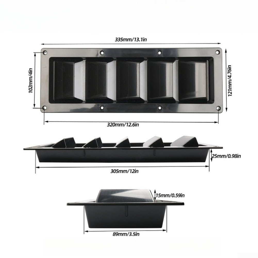 Lüftungsgitter 5-Schlitze Schwarz für weiß ABS mit Insektenschutz für Wohnmobil Boot Außenbereich für robuste Belüftung(White 2pcs)