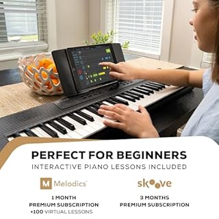 Alesis Melody 61 Keyboard Piano for Beginners with 61 Keys, Speakers, Tablet/Sheet Music Stand, 300 Sounds and Music Lessons