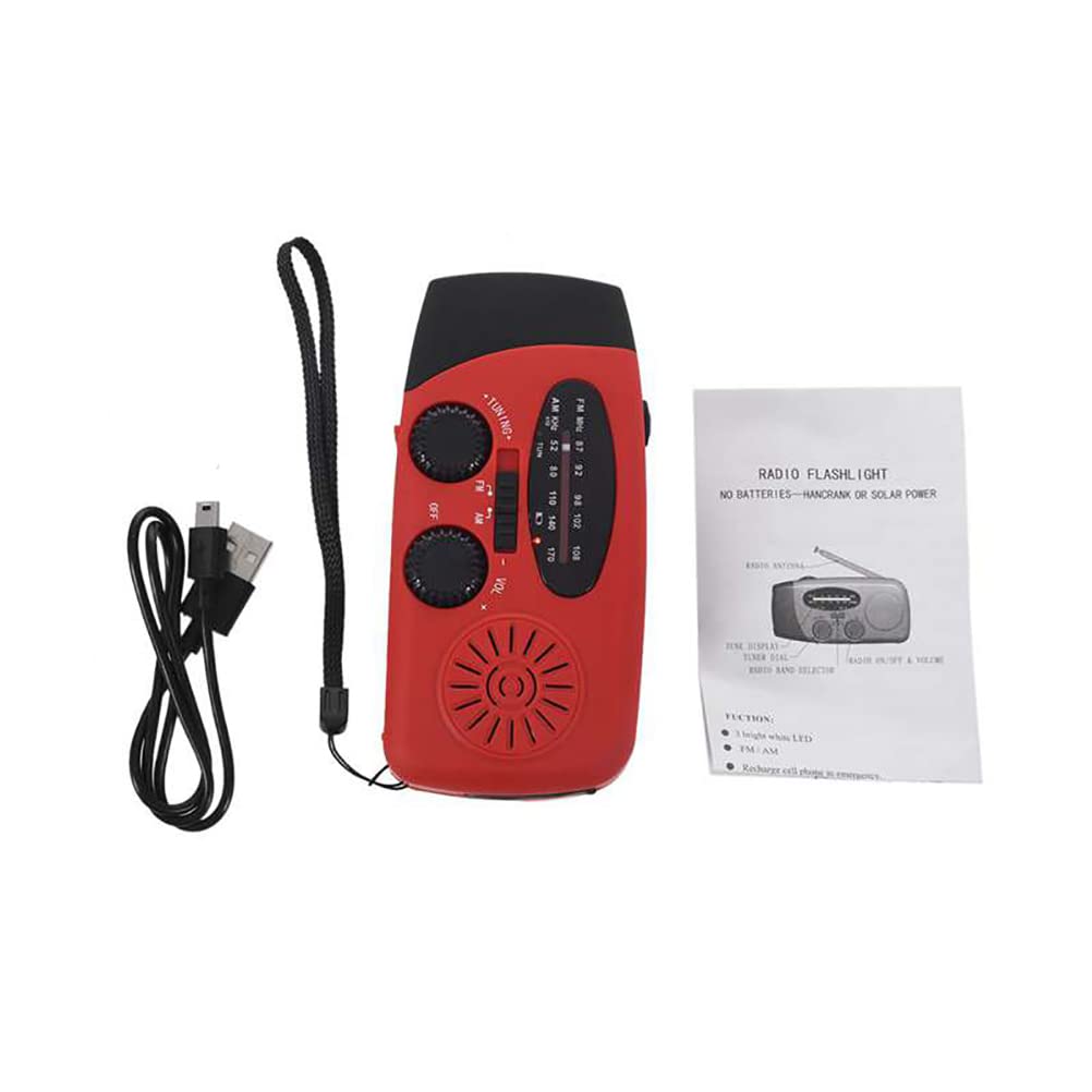 Radio de Emergencia con 2000mAh Power Bank, Dinamo Manual, Solar, Am/FM & Linterna LED – Radio NOAA Portátil para Casa y Exteriores