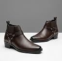 Men's/Womens Leather Ankle Boots with Low Heel Booties with Buckle Strap Lightweight Comfortable Trendy Outdoor Casual Shoes Slip On Chelsea Boots High Tops, Soft Cushioned Insole Trendy Stylish Boots For Party Travel Office Unisex (Brown, Standard, UK Footwear Size System, Adult, Men, Numeric, Narrow, 7) gallery image