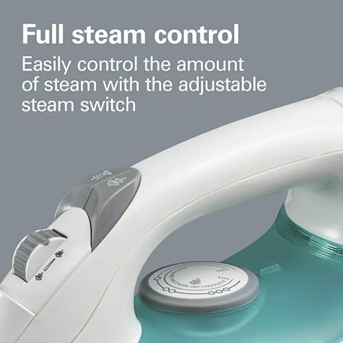 Miniatura 6 de Hamilton Plancha de vapor retráctil con cable  Potente 1200 W, suela antiadherente, vapor vertical, apagado automático